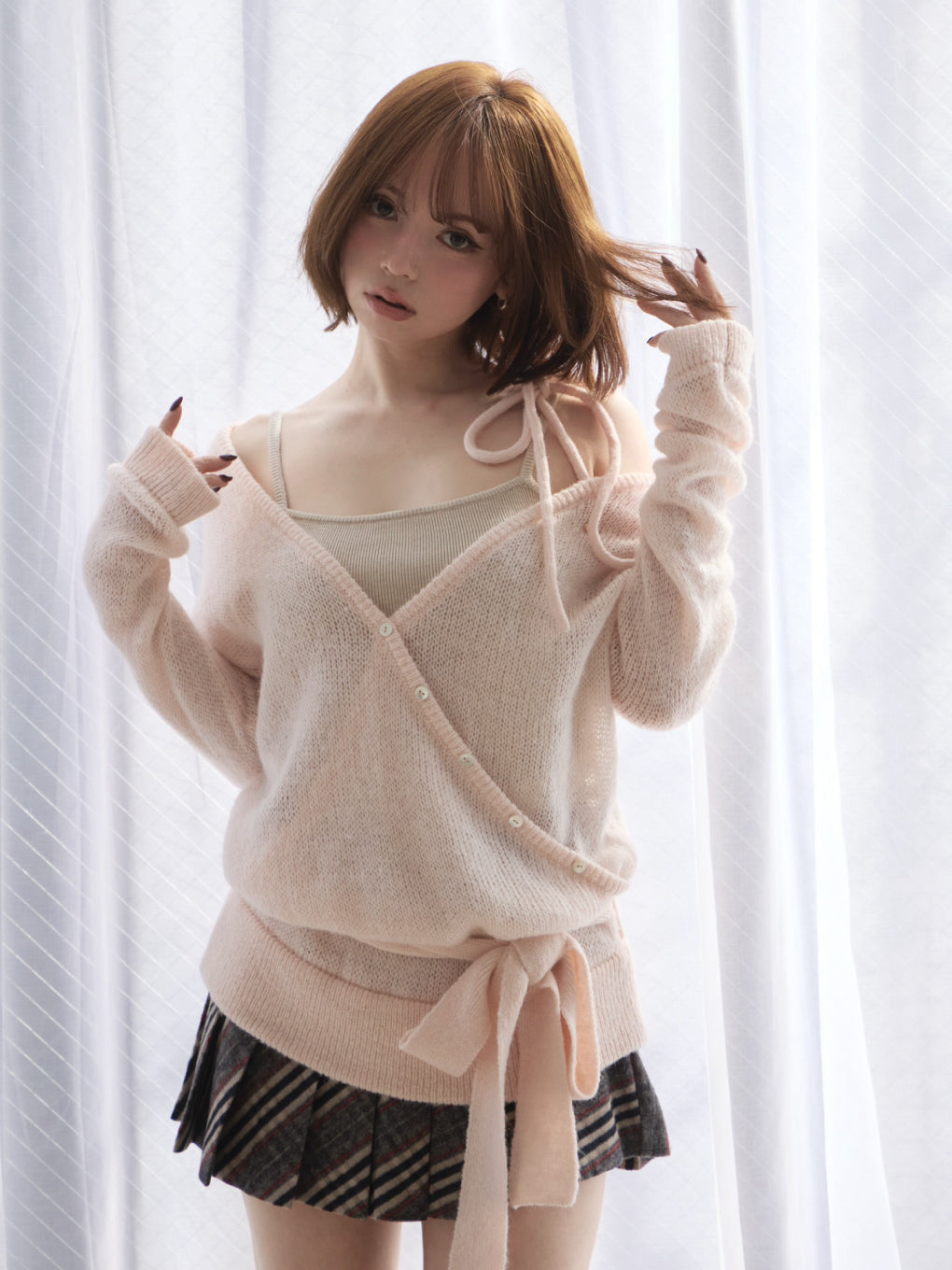 ANDMARY】Monica check pleats mini skirt