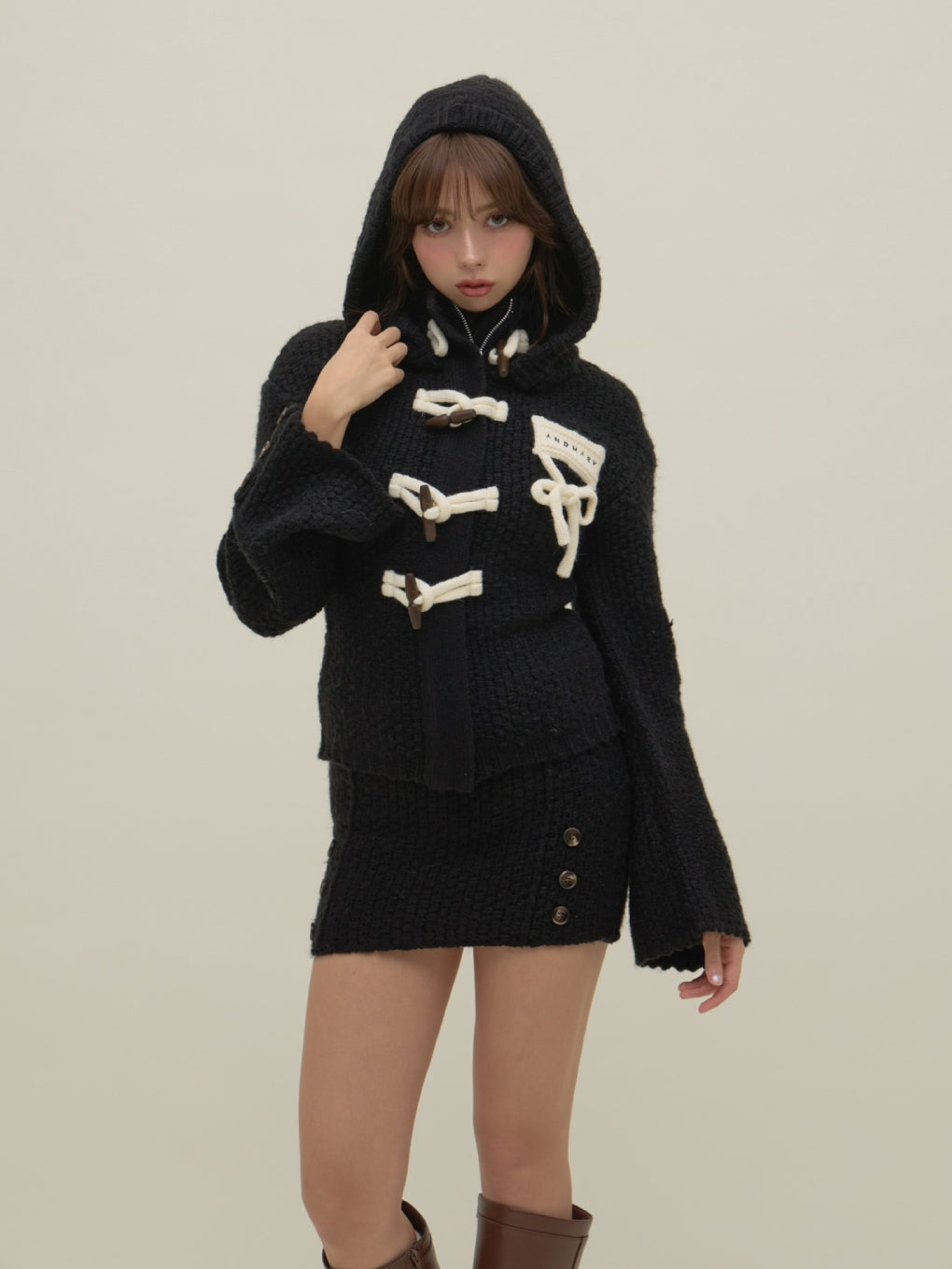 ANDMARY】Cable knit jacket set up