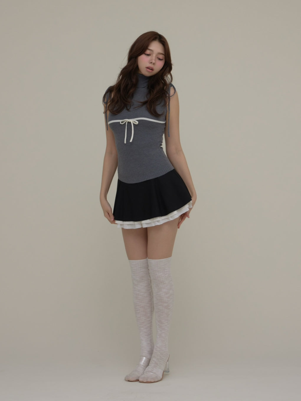 【値下げ可能】and mary Angie ribbon tank ANDMARY】Angie ribbon tank