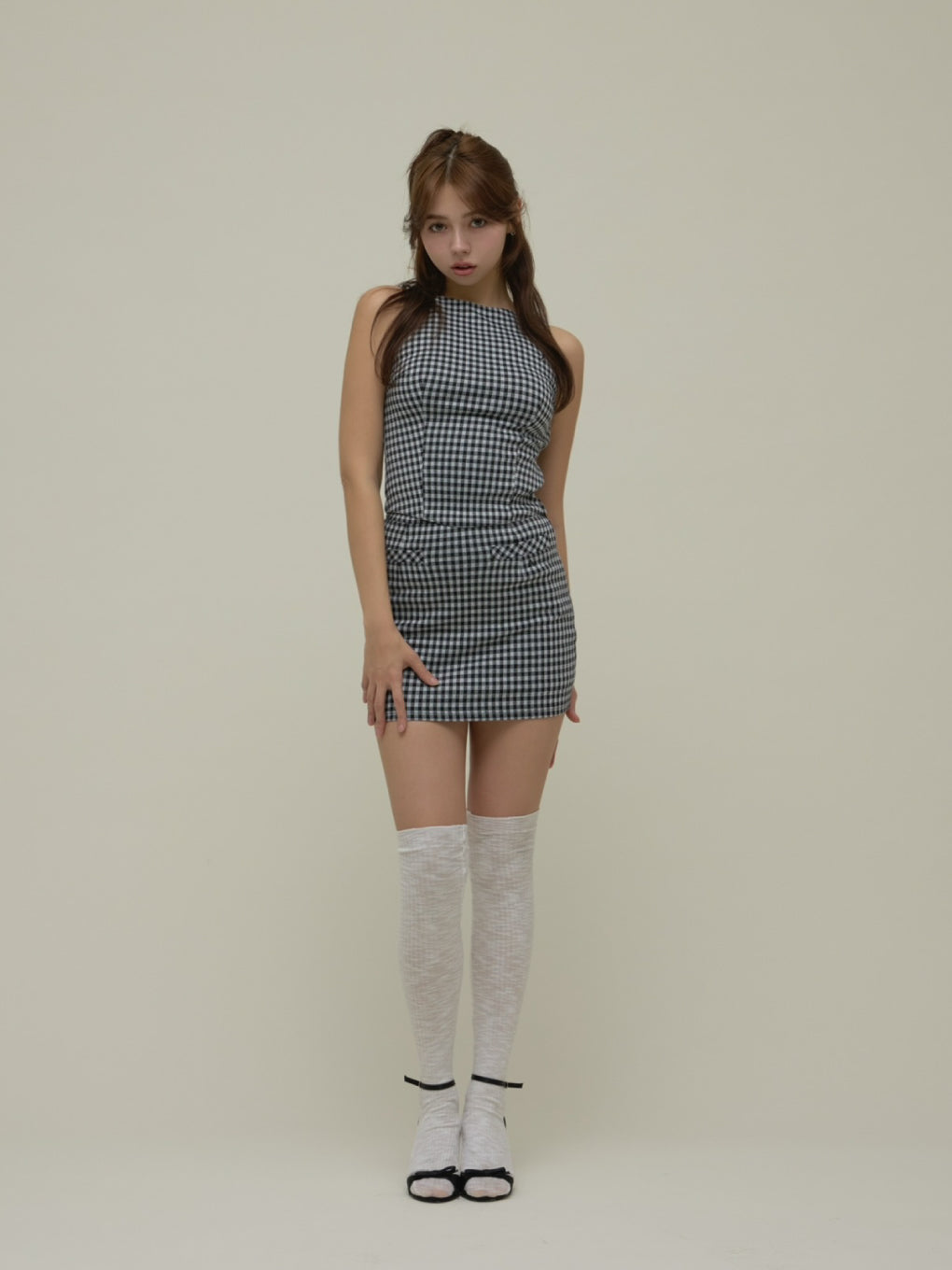 CDG　andmary Ruru gingham set up mini ANDMARY】Ruru gingham set up mini