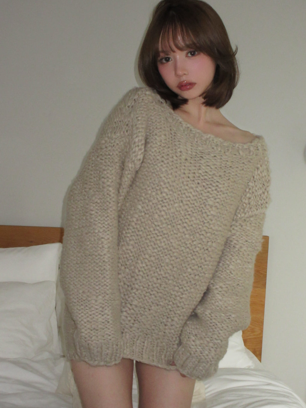 Fluffy handknit set up