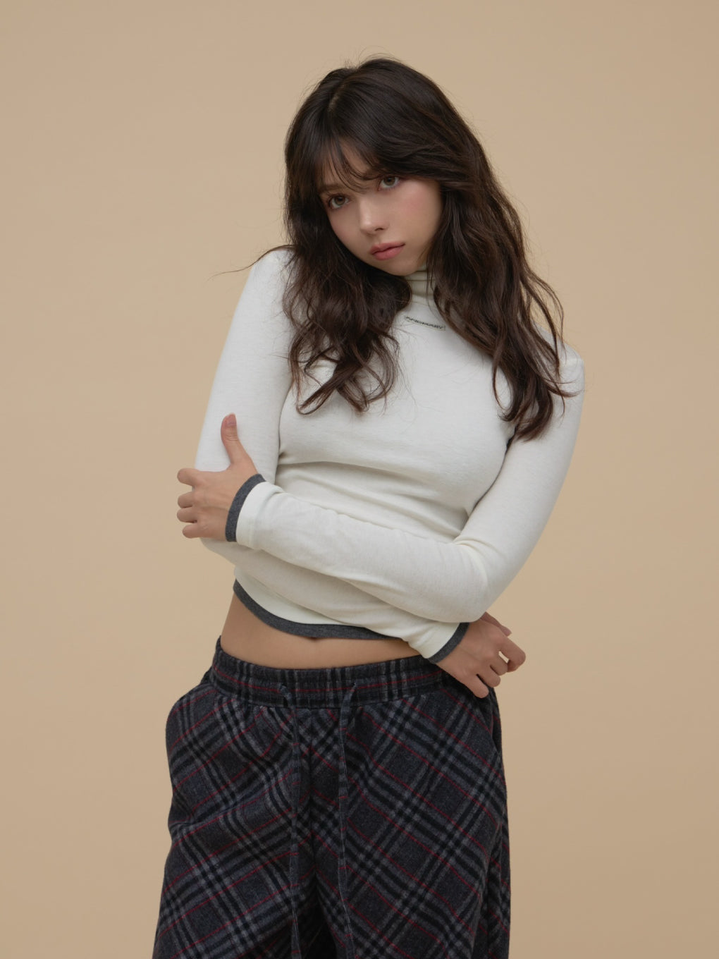 Monica check loose pants