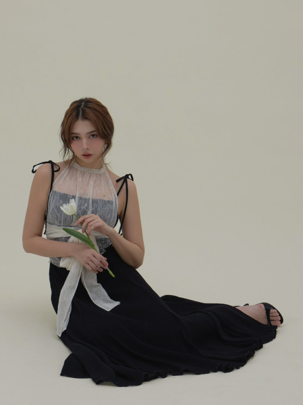 【最安】Andmary Paula lacey chiffon tops ANDMARY】Paula lacey chiffon tops