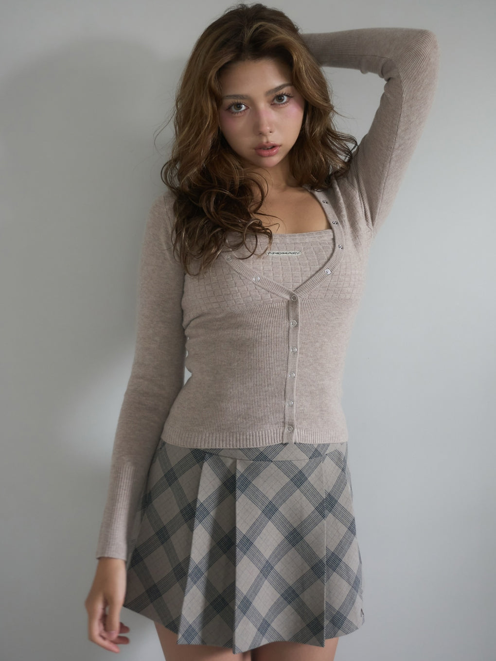 Waffle cardigan set tops
