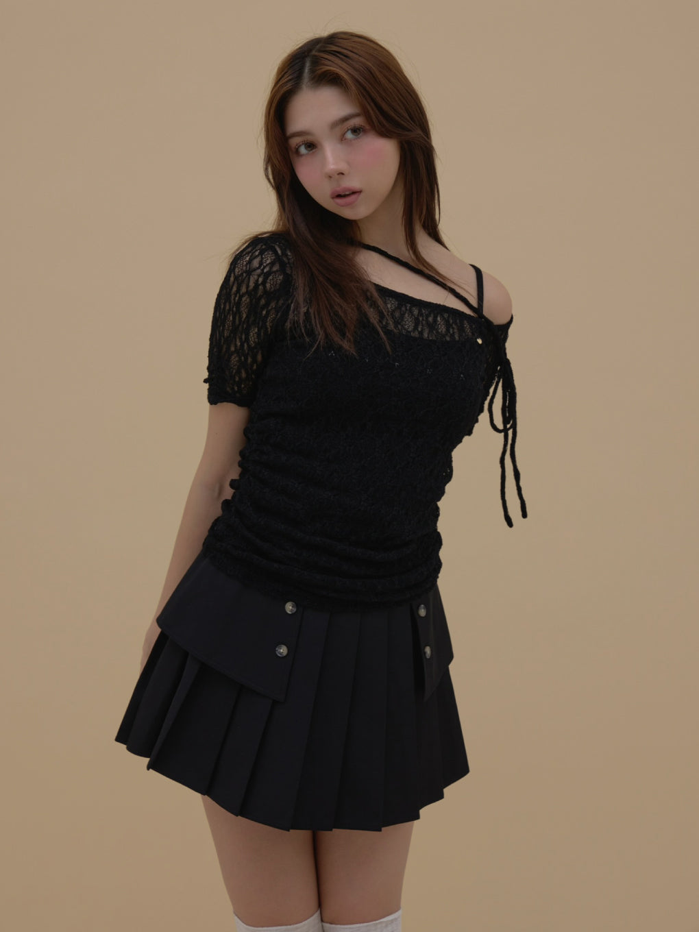 ANDMARY】Trench pleats mini skirt