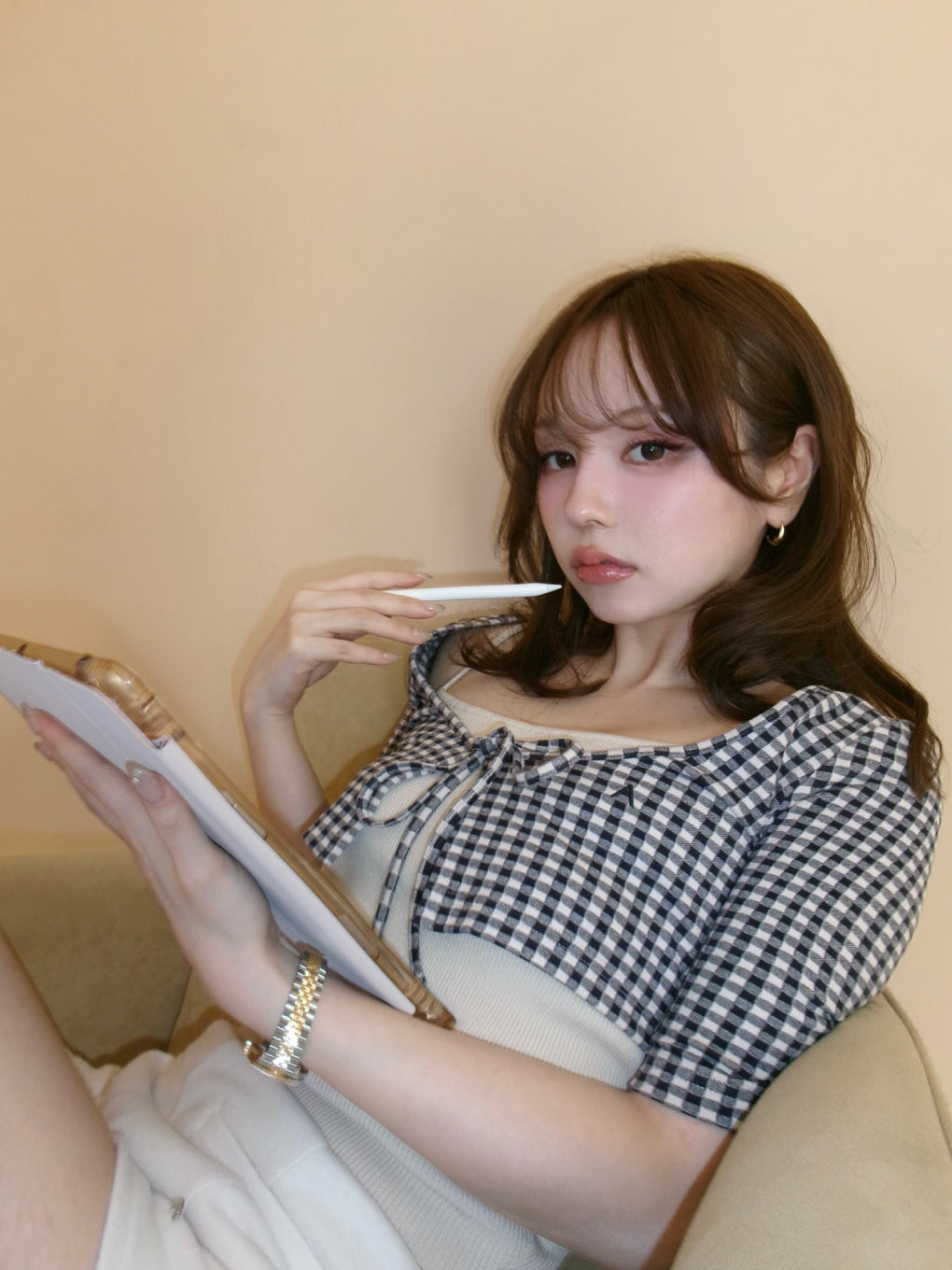 Ava gingham check tops