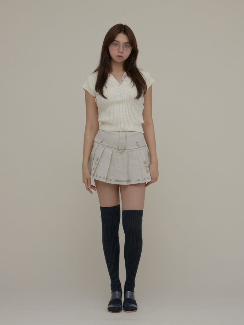 ANDMARY】Kika button mini skirt
