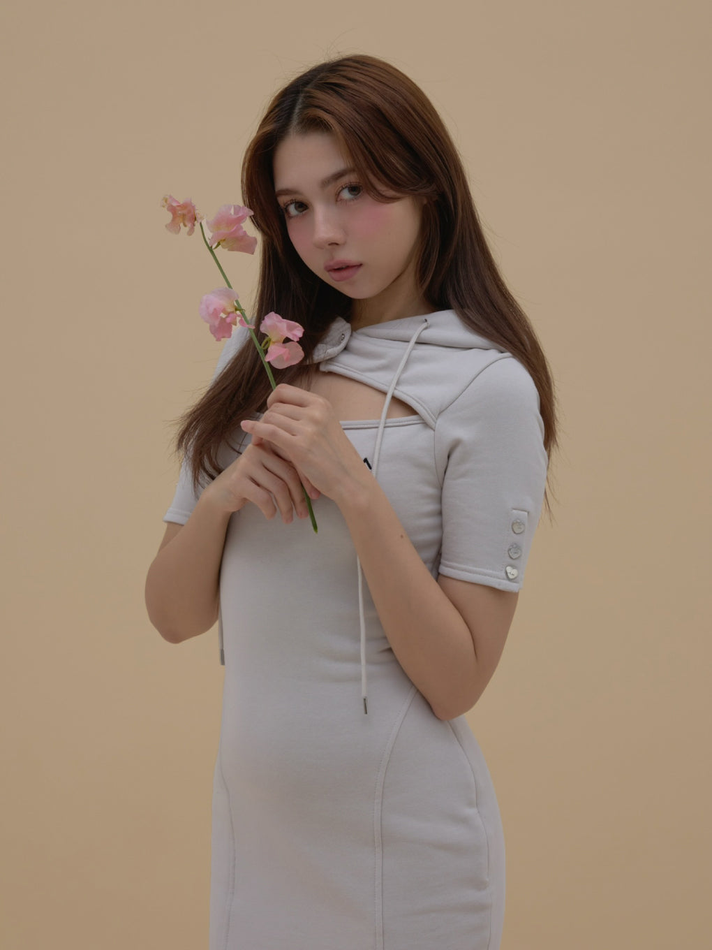 ANDMARY】Heart button slit dress