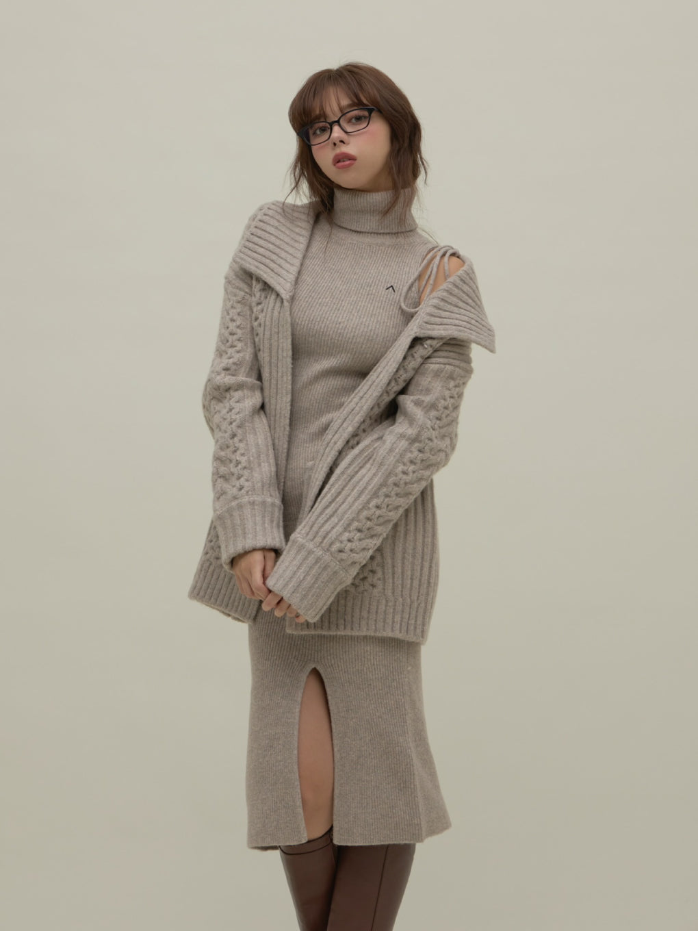 ANDMARY】Nana cable knit set dress