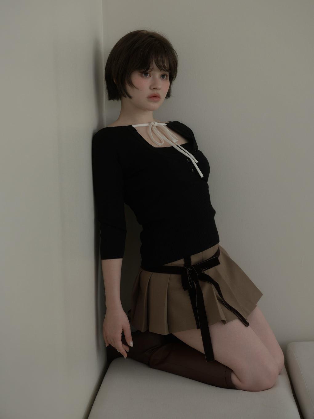 Valentine ribbon mini skirt