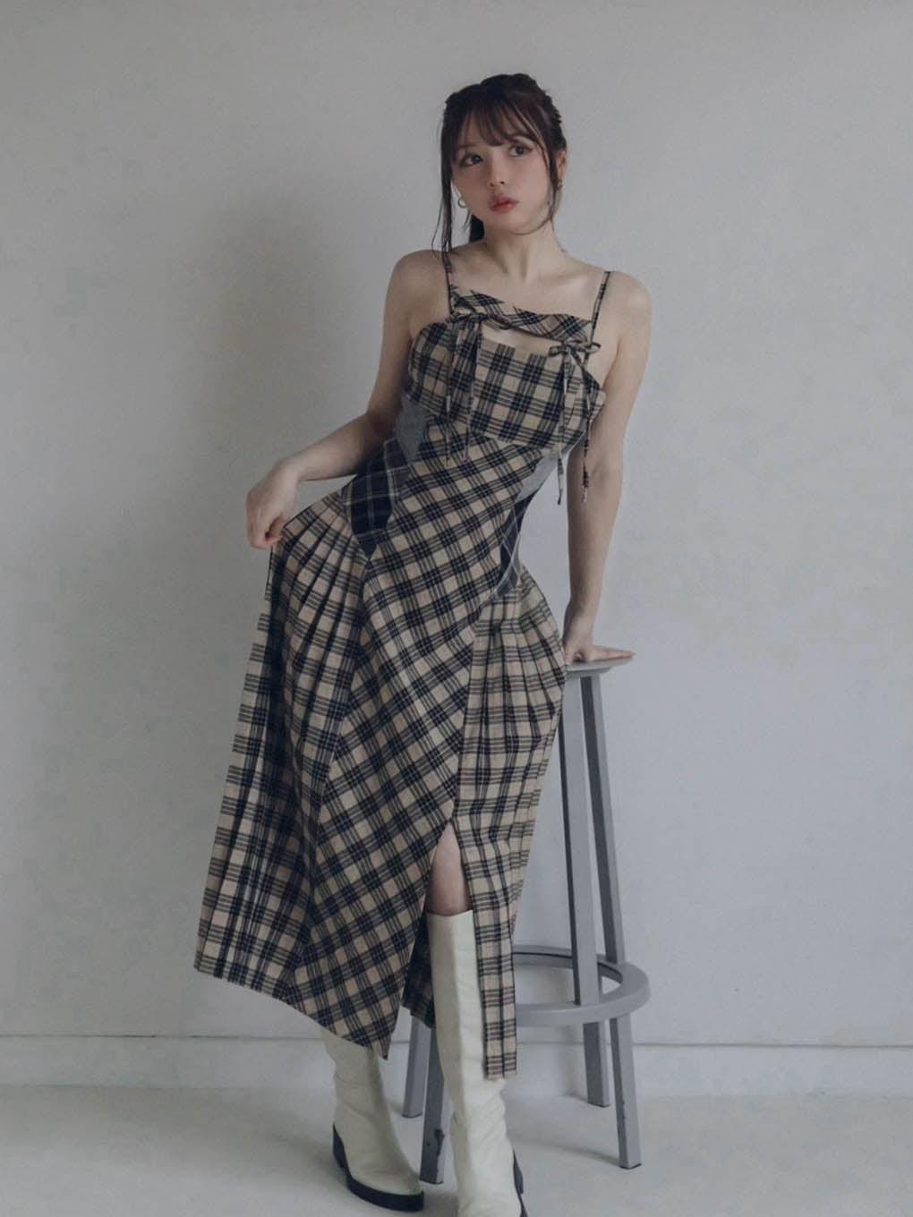 ANDMARY】Nadia check long dress