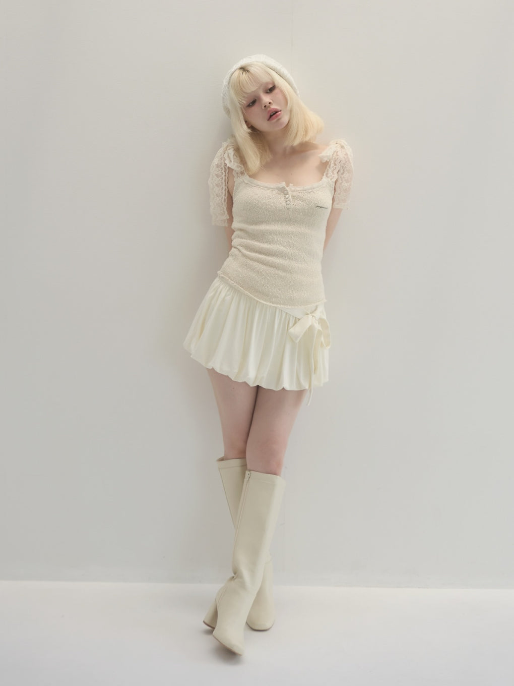 アイボリーCotton ribbon tank andmary③ ANDMARY】Cotton ribbon tank