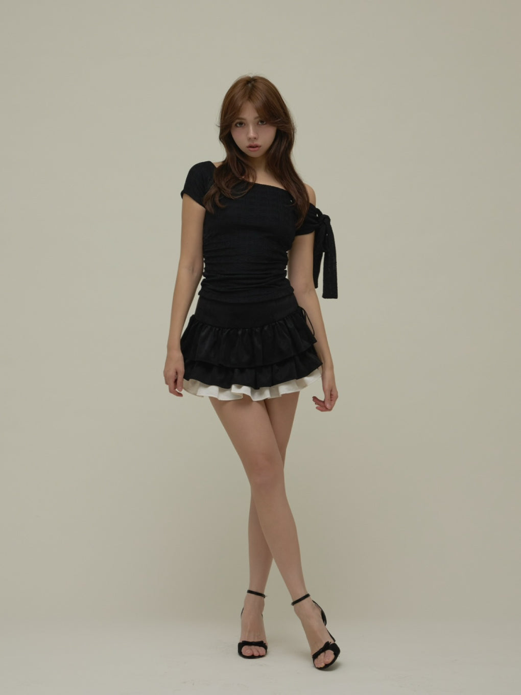 カットソー(長袖/七分) andmary Alice check ribbon tops black mdl_1_489323cd-618f-48d6-9420-