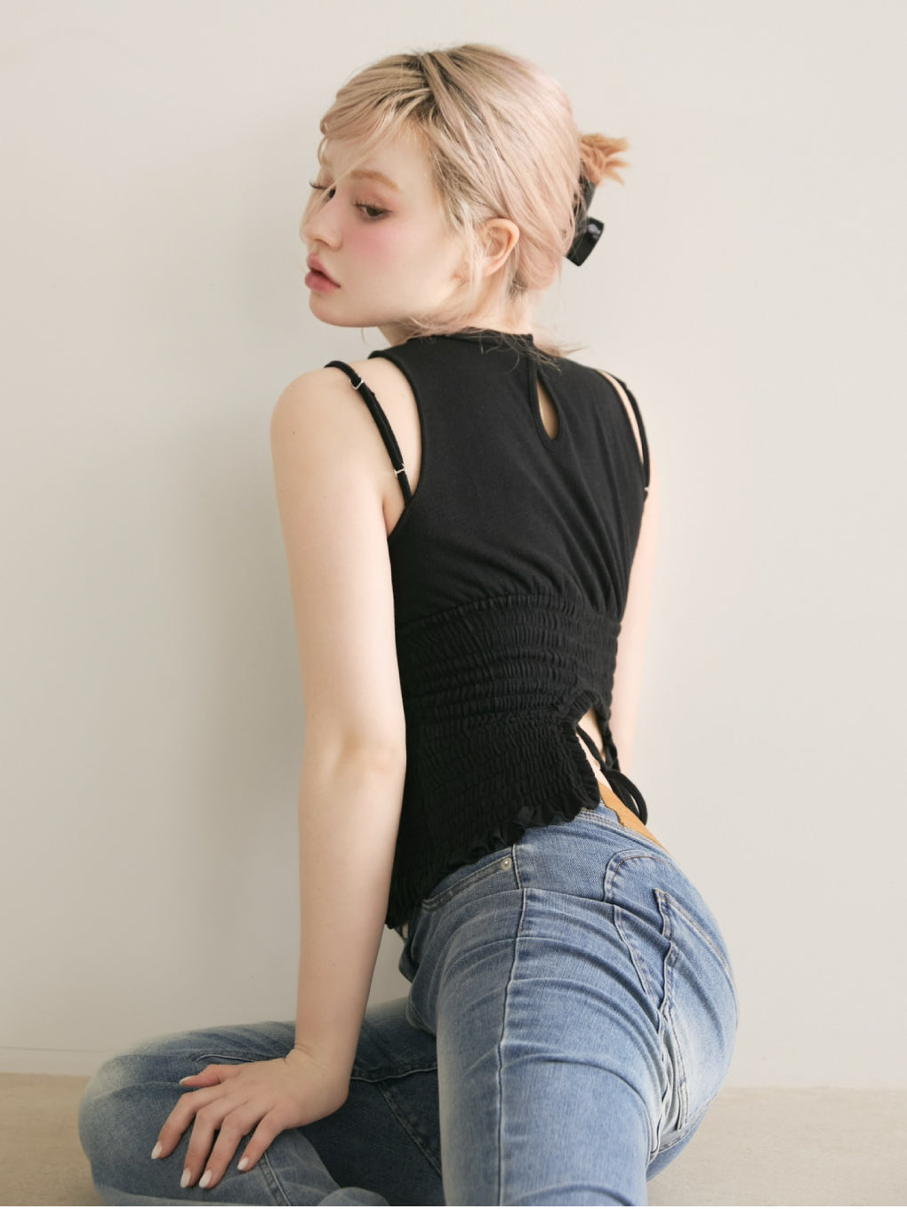 ANDMARY】Ami shirring logo tops