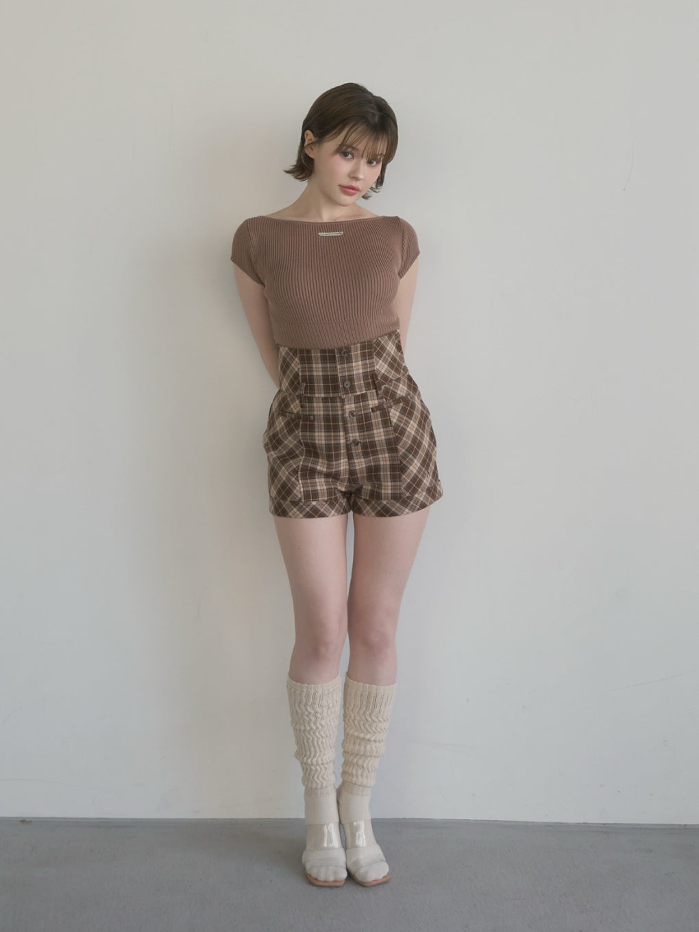 High waist check pants