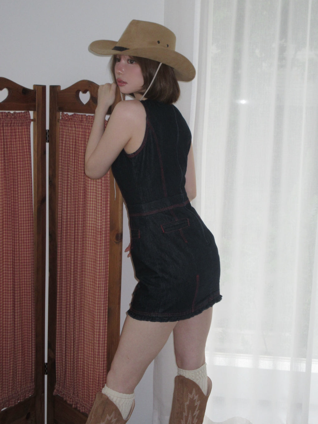 Lara stitch frill mini dress