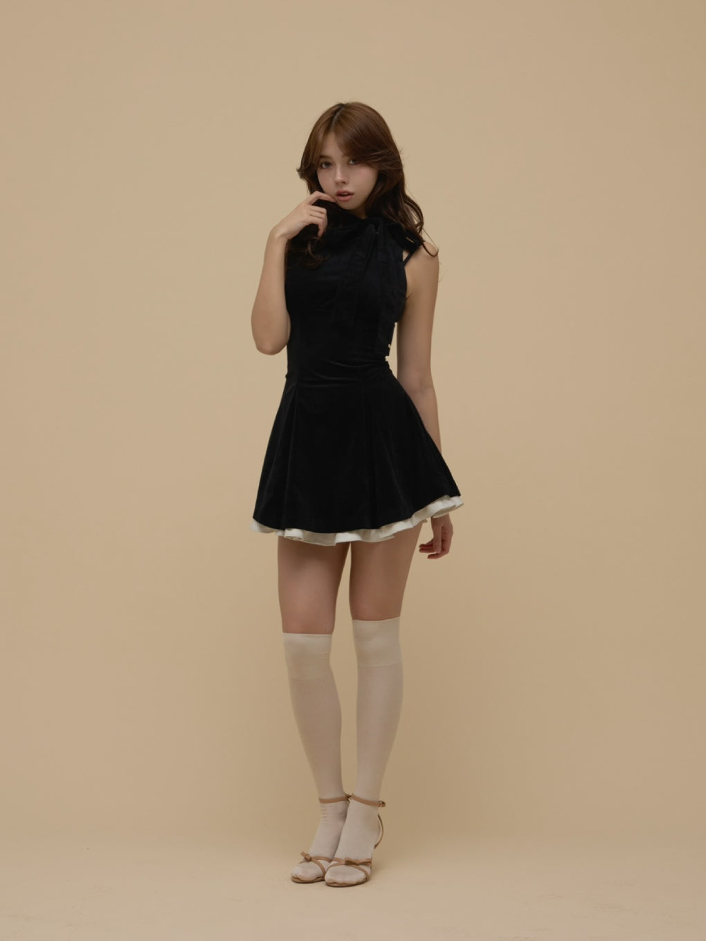 ワンピース ANDMARY High waist velour mini dress ANDMARY】Daisy velour mini dress