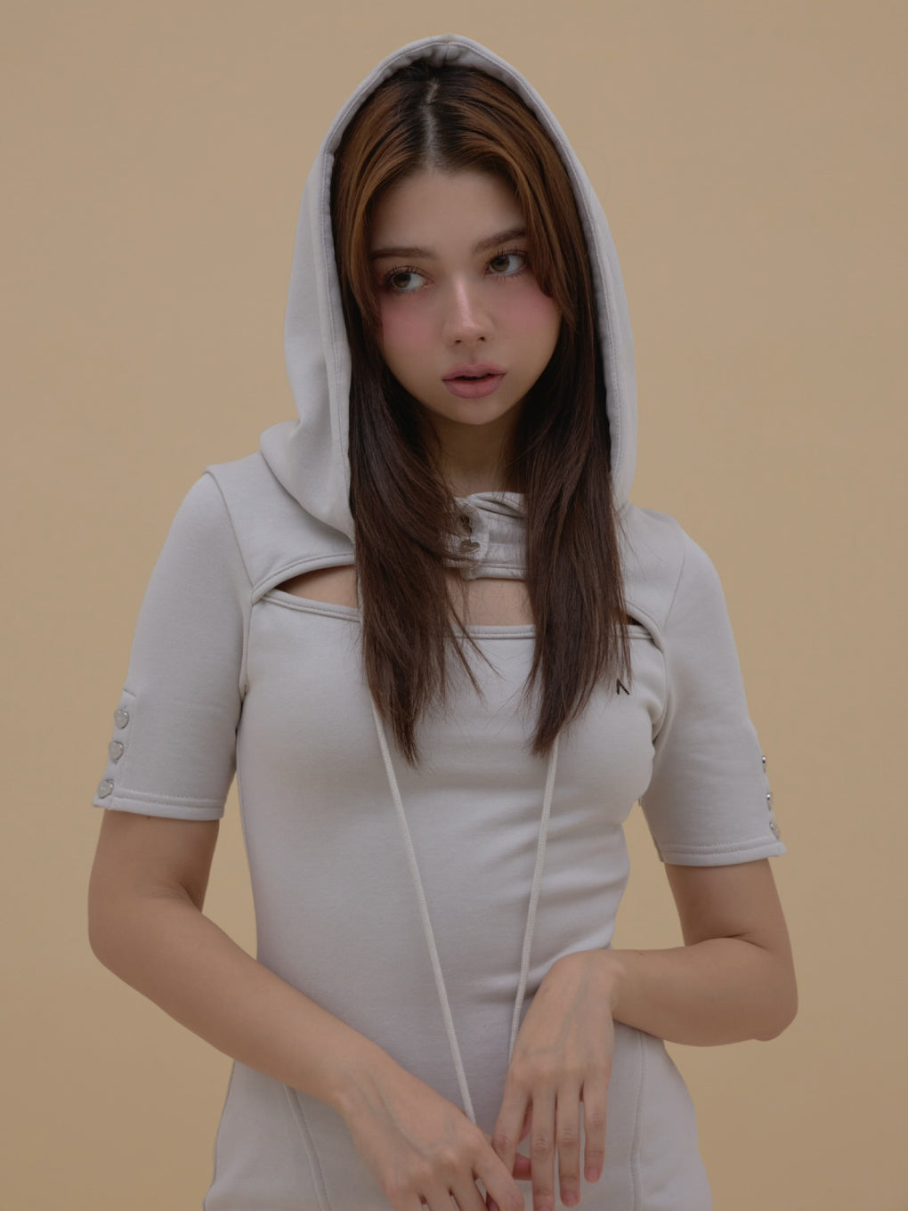ANDMARY】Heart button slit dress