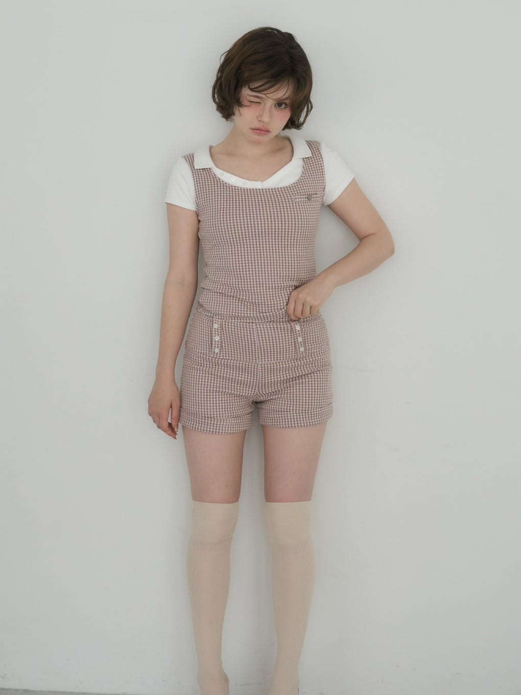 ANDMARY】Polo gingham check set up