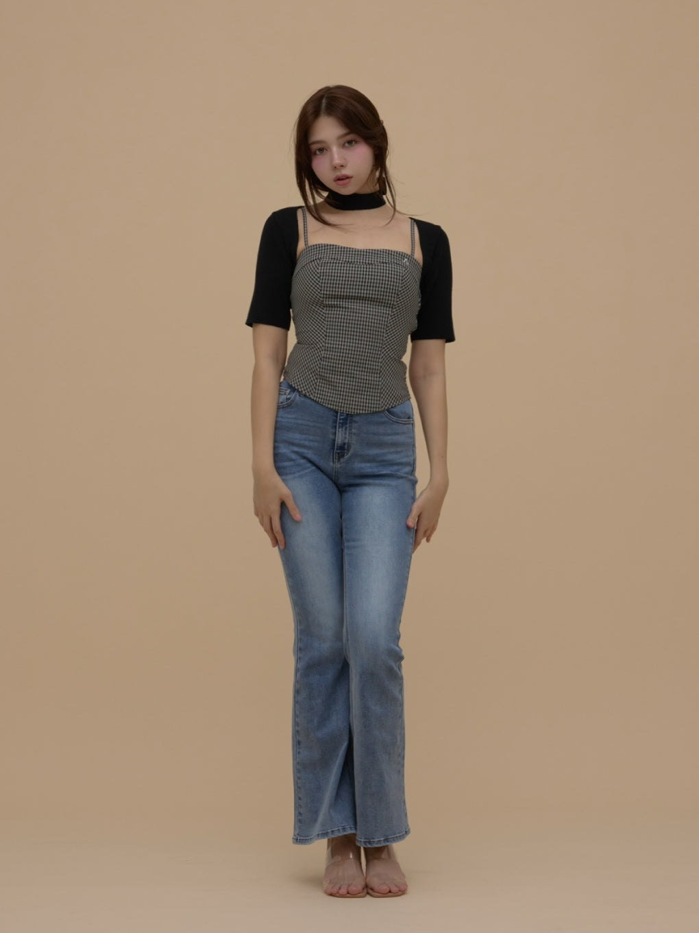 ANDMARY】Heart hip highwaist flare denim