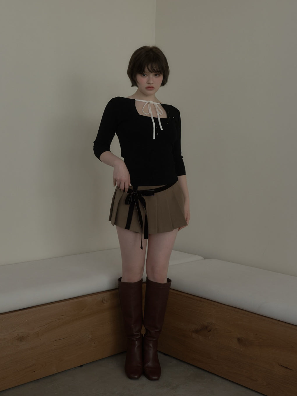 ANDMARY】Valentine ribbon mini skirt