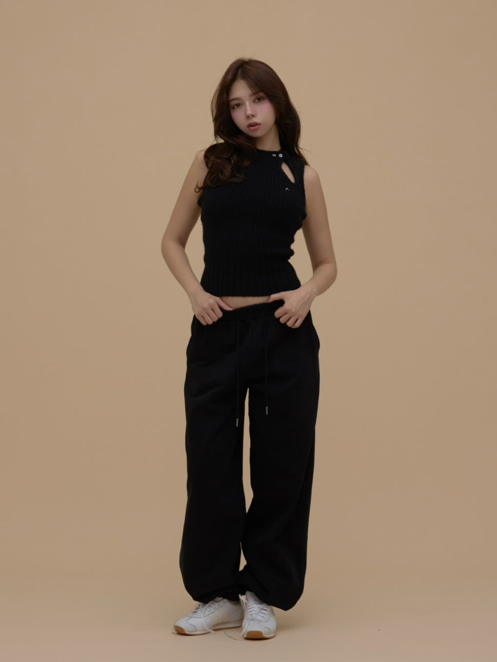 トップス andmary Zoff slit tank black ANDMARY】Zoff slit tank