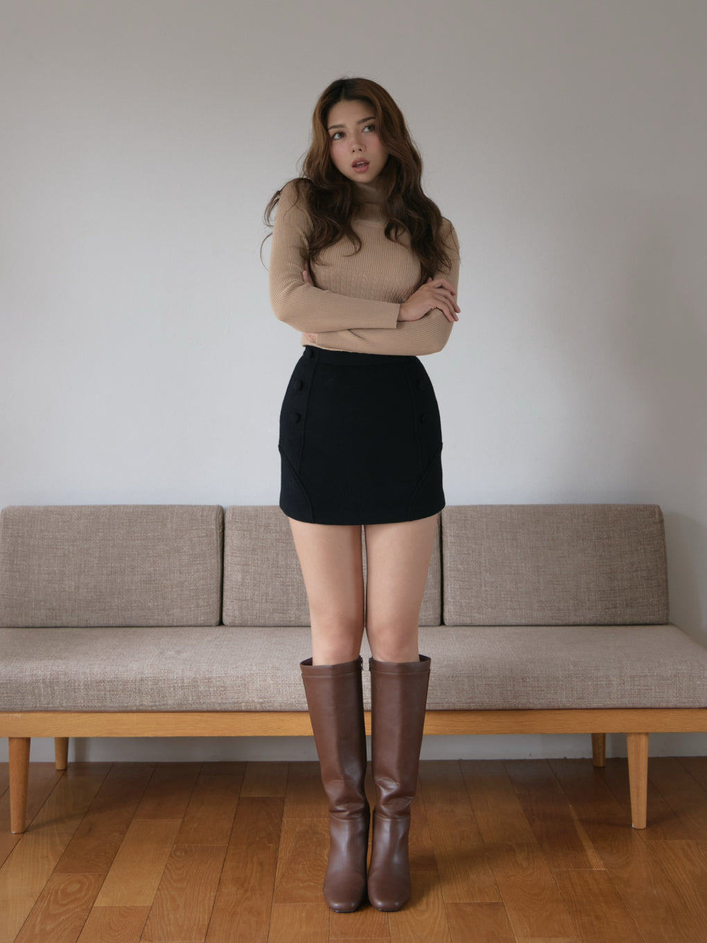 Jacquard turtleneck tops