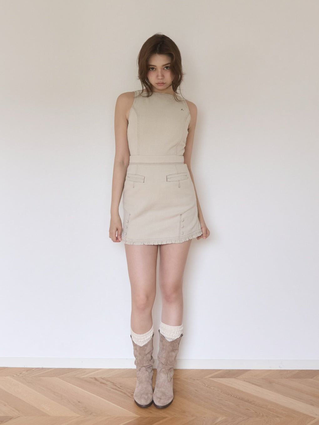 ANDMARY】Lara stitch frill mini dress
