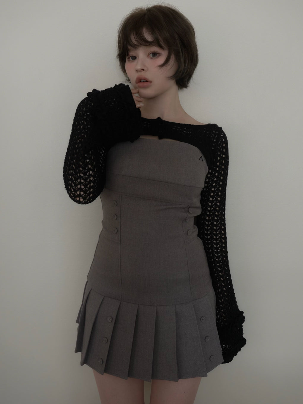 Grenda pleats set mini dress