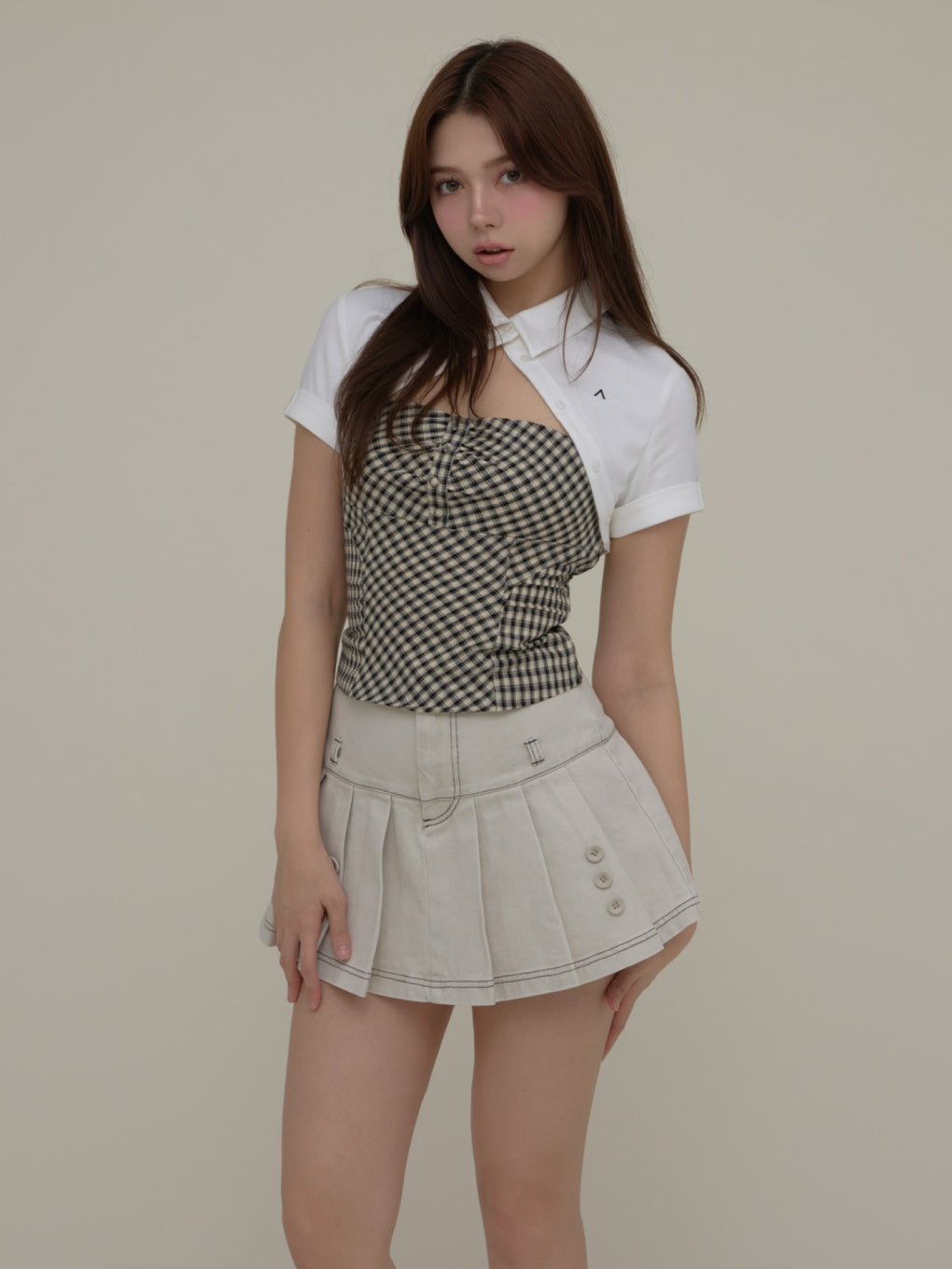 ANDMARY】Kika button mini skirt