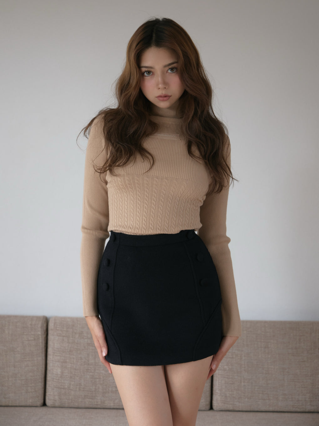 Jacquard turtleneck tops