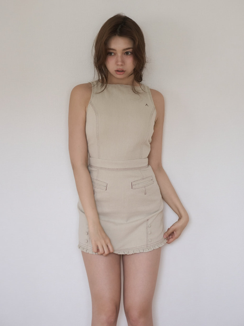 ANDMARY】Lara stitch frill mini dress