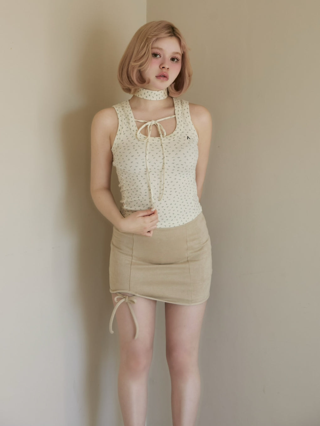 ANDMARY】Flower ribbon tops