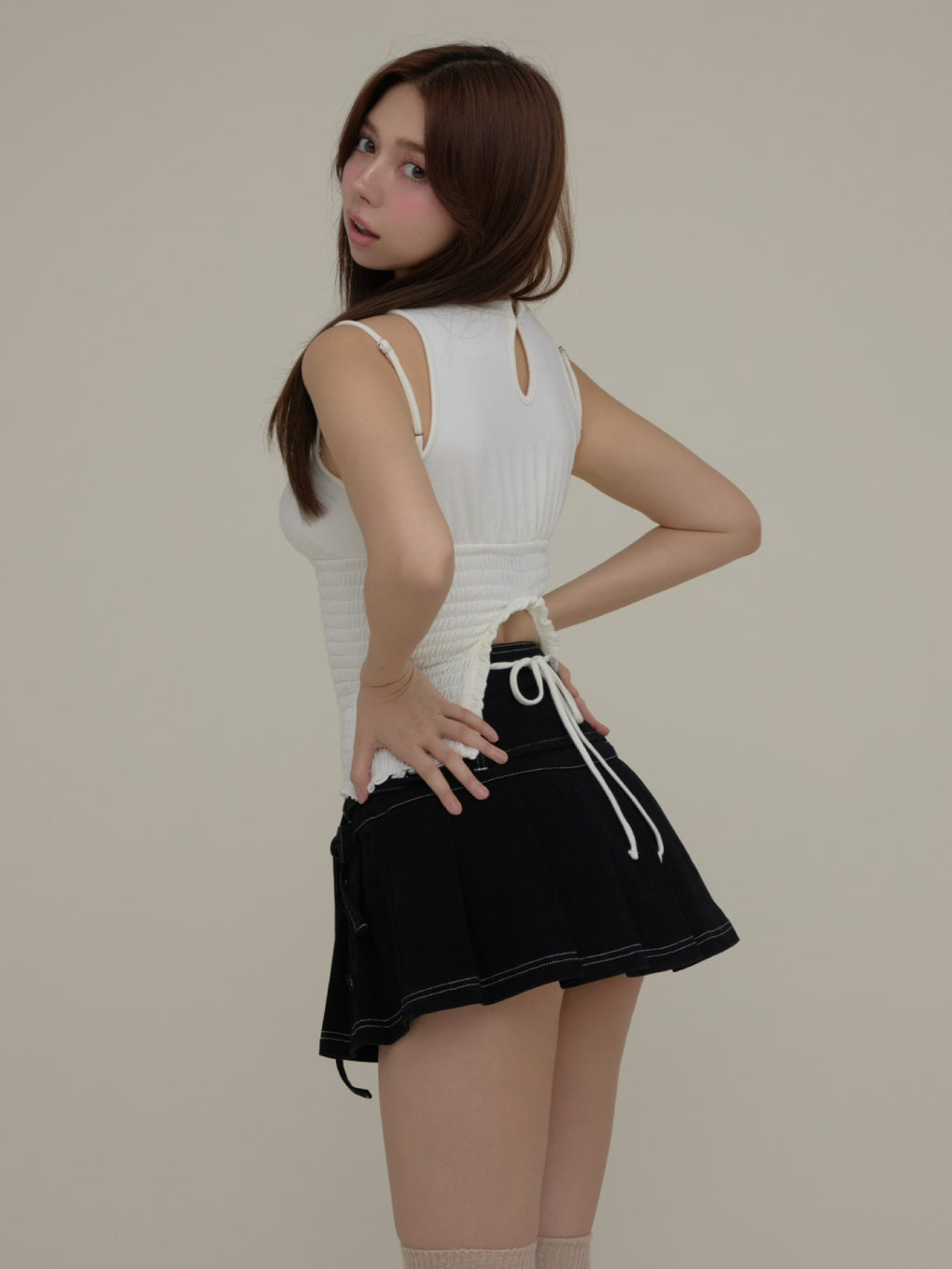 ANDMARY】Kika button mini skirt