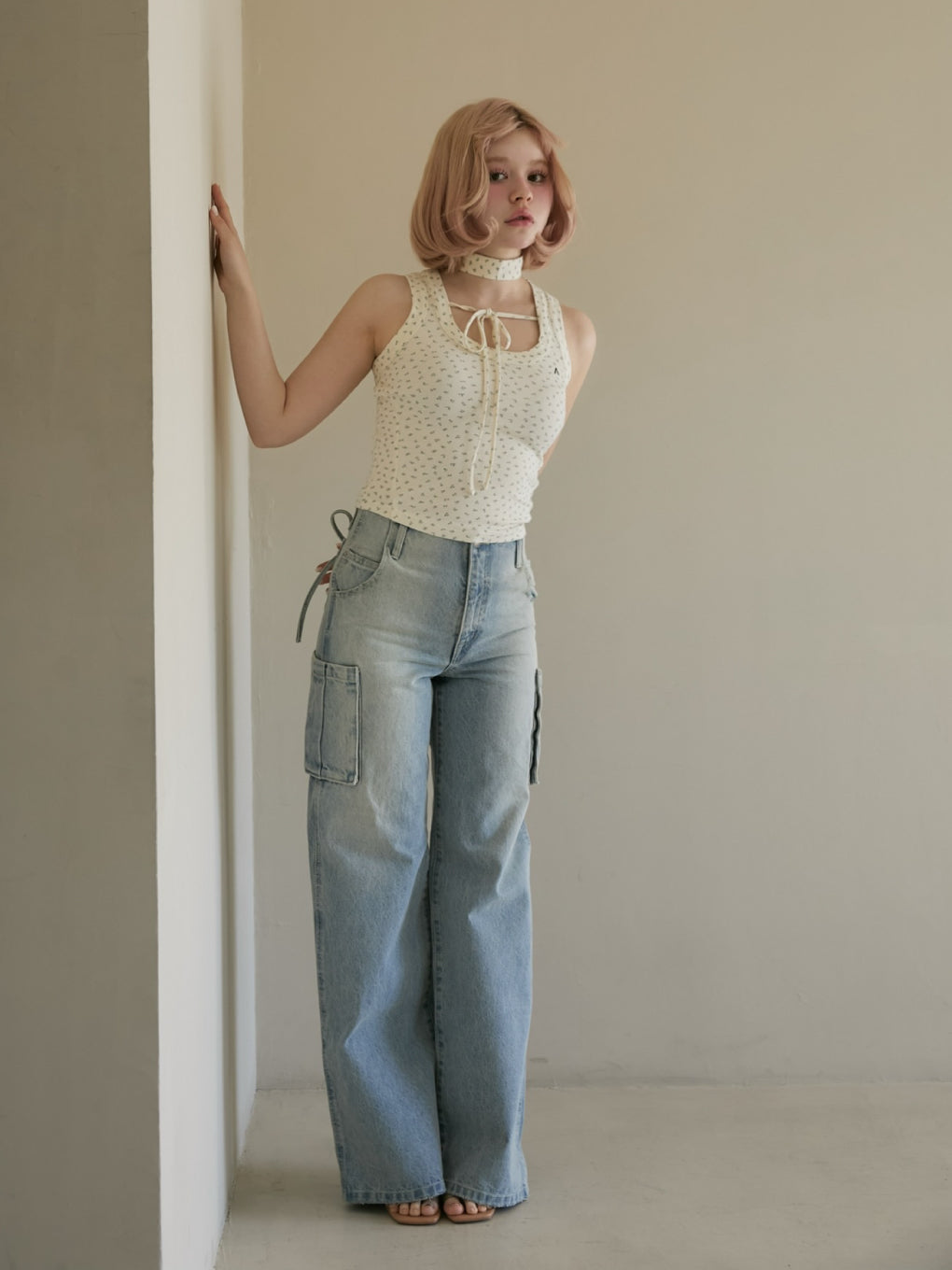 ANDMARY】Flower ribbon tops