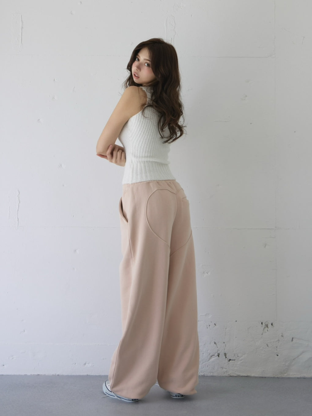 パンツ andmary Heart hip sweat pants black ANDMARY】Heart hip sweat pants