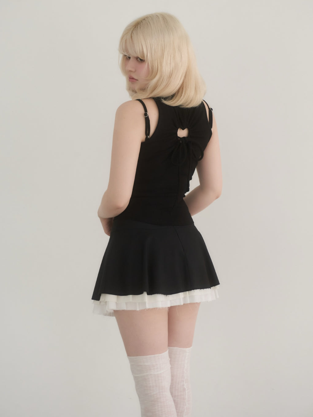 トップス ANDMARY Heart point tops black ANDMARY】Heart point tops