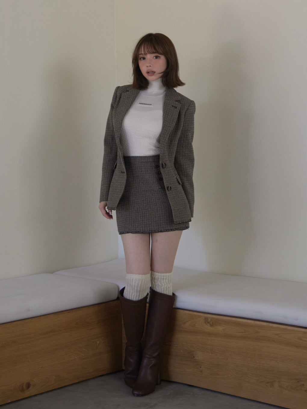 Jacquard turtleneck tops