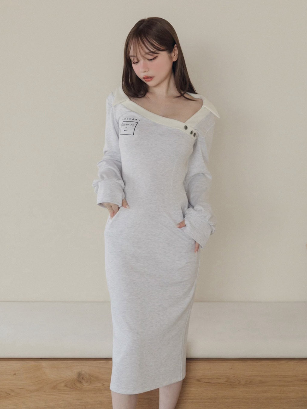 9,430円【新品】andmary Lucy logo long dress Gray