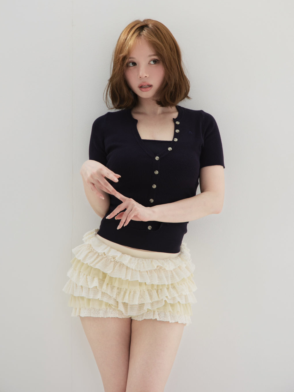 Sui frill pants set up