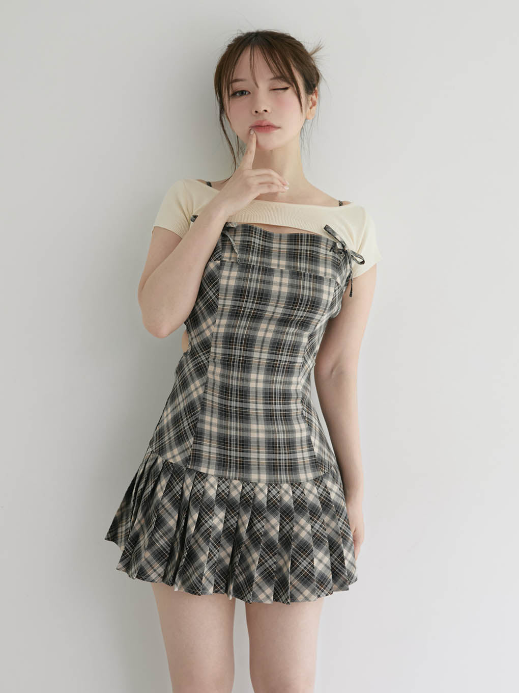 Karen check mini dress