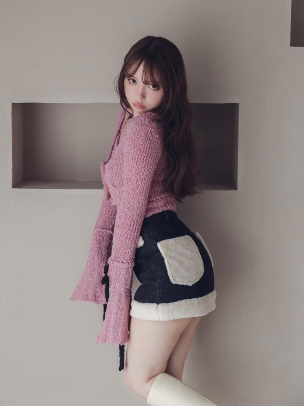 ANDMARY】Fur pocket denim skirt