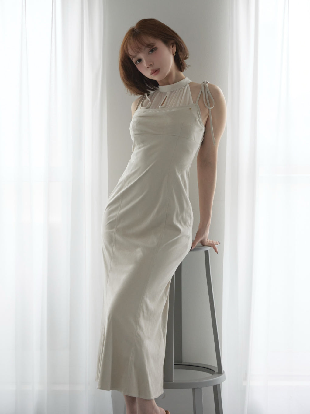 ◝*✩様 andmary Anju sheer long dress ivory ANDMARY】Anju sheer long dress