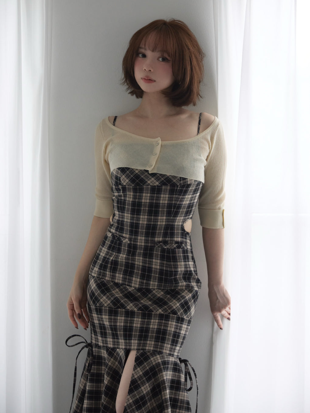 Lisa check long dress