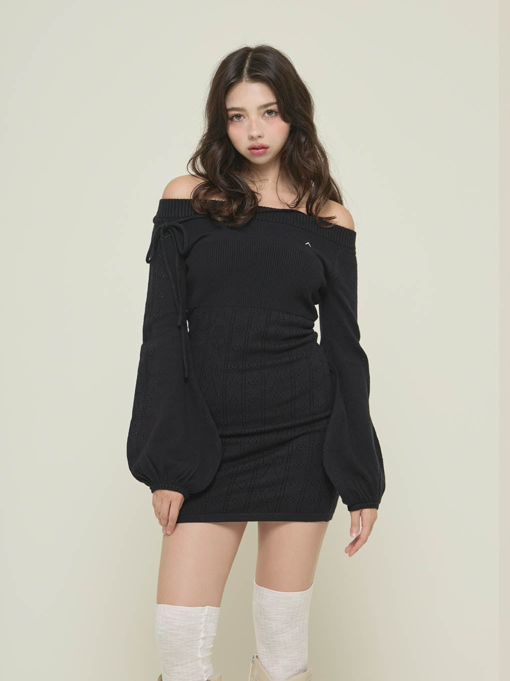 Ribbon crochet knit dress