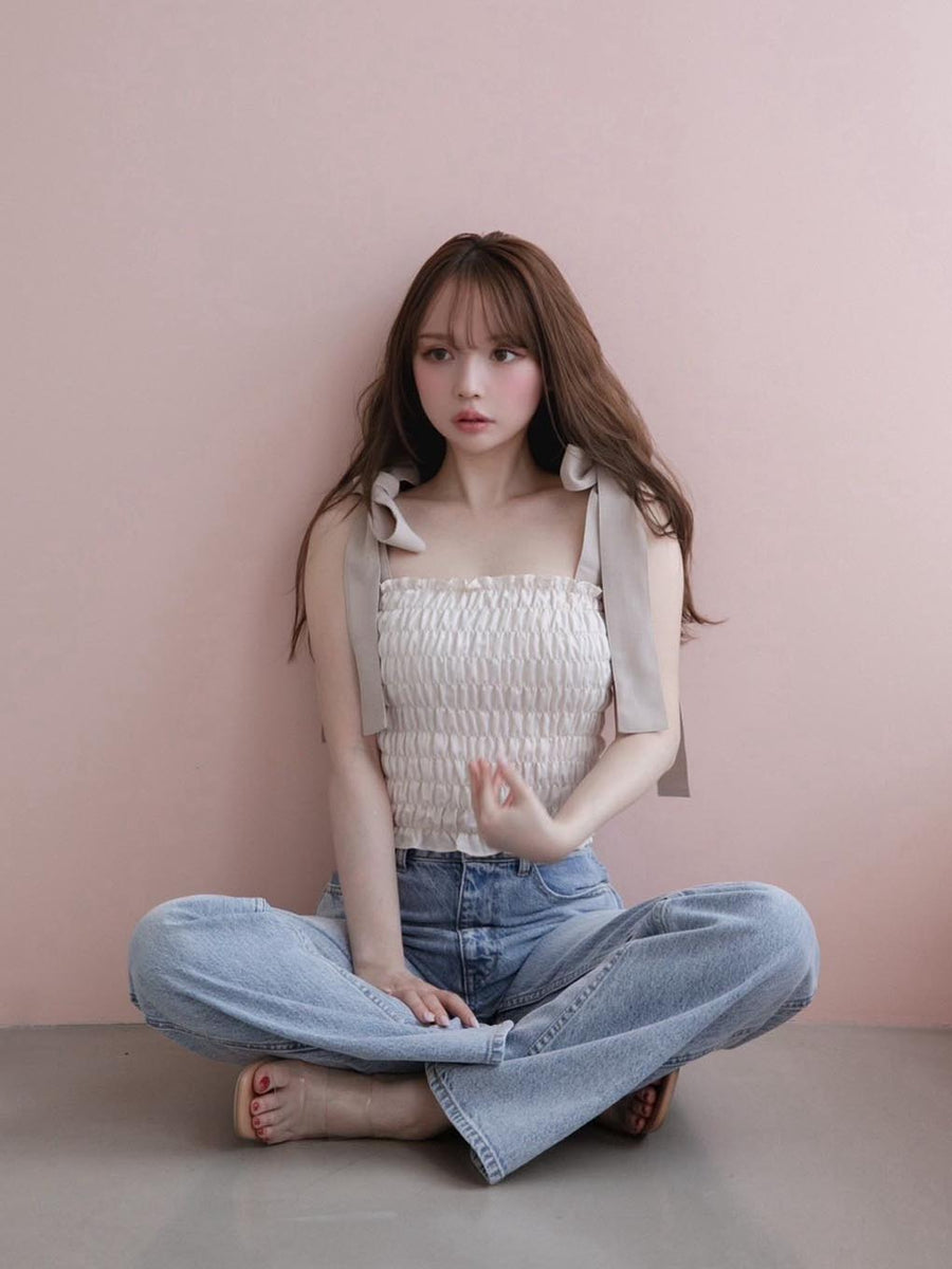 ANDMARY】Ribbon hip denim
