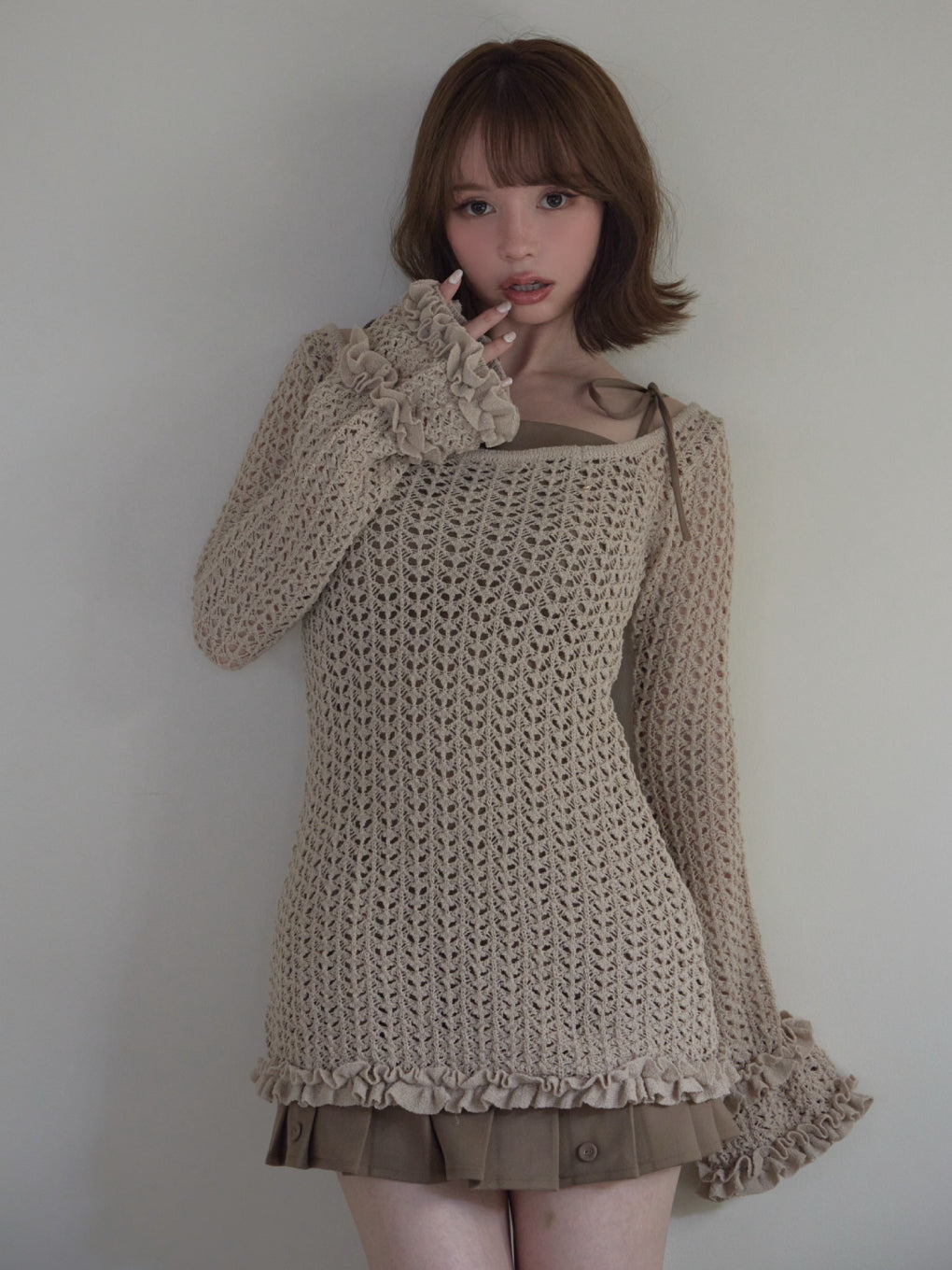 Grenda pleats set mini dress