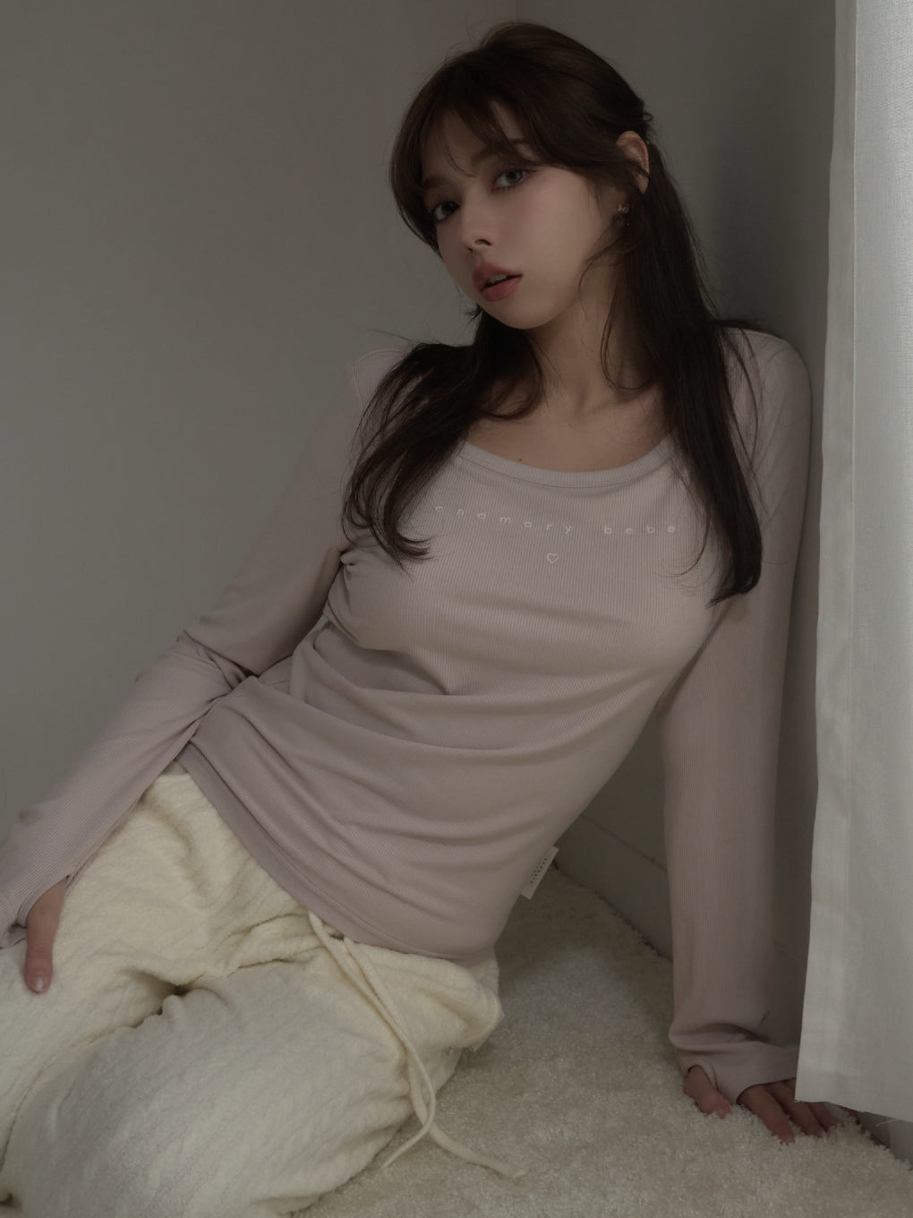 トップス andmary Mybebe logo tops ivory Mybebe logo tops