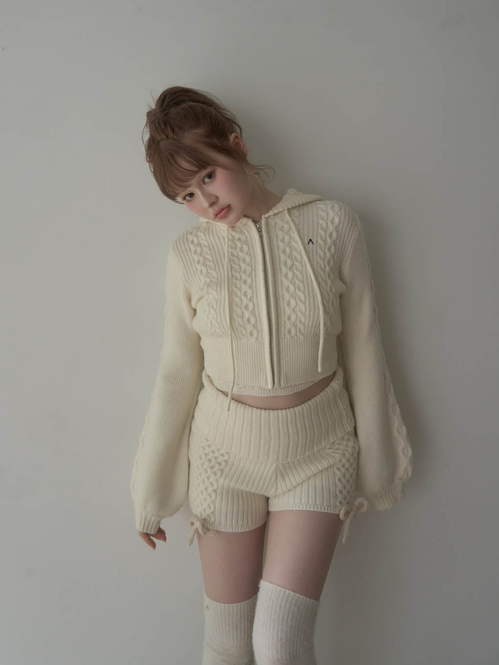 Milk ribbon knit set up
