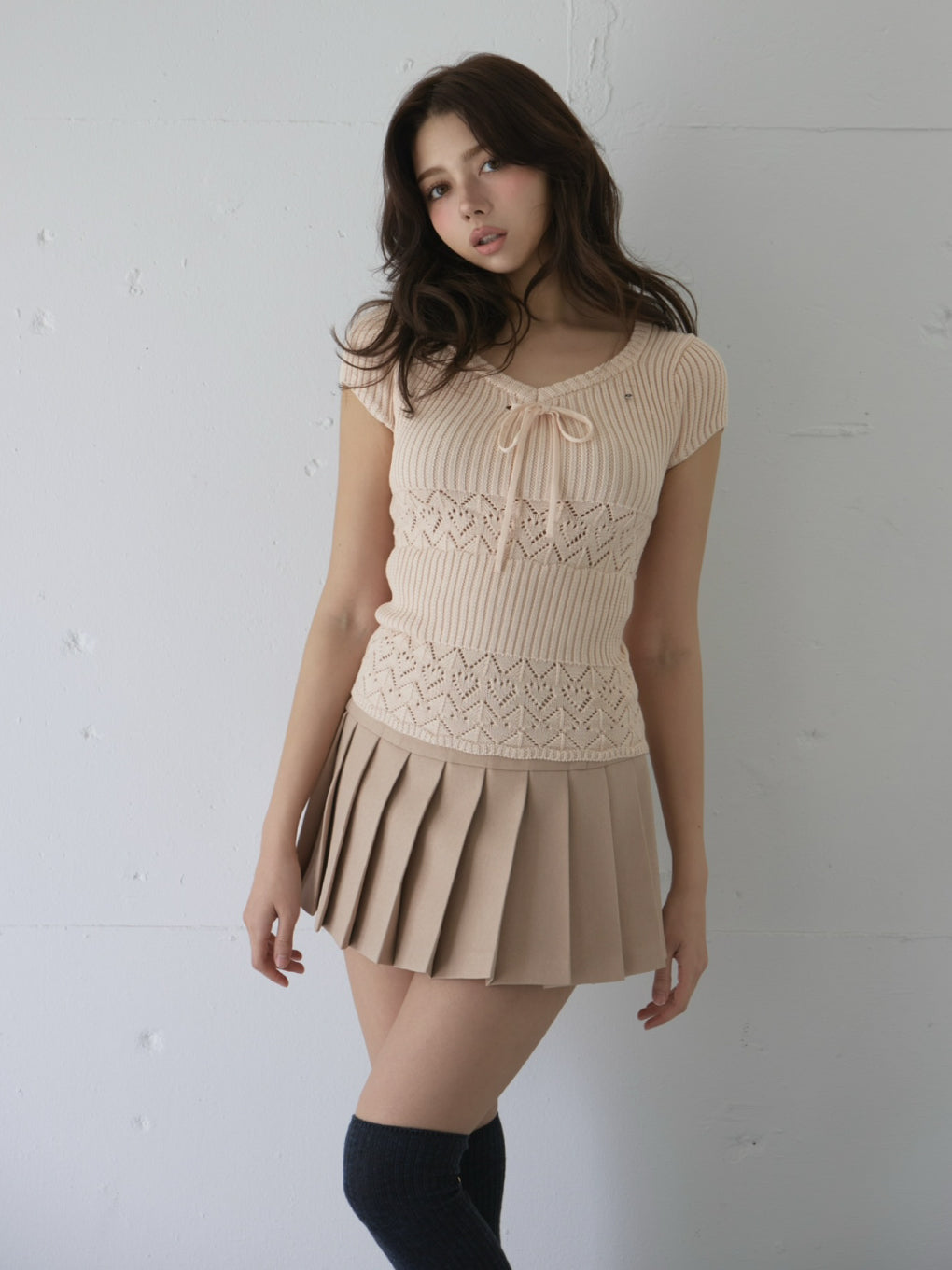ANDMARY】Heart crochet knit tops